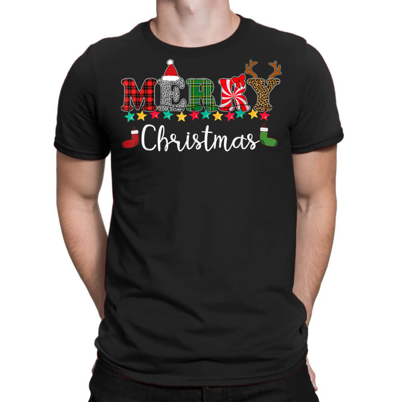 Merry Christmas Leopard Buffalo Red Plaid Kids Men Women T-shirt | Artistshot