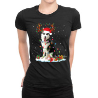 Siberian Husky Christmas Tree Lights Santa Xmas Pajama Ladies Fitted T-shirt | Artistshot