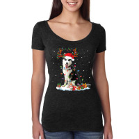 Siberian Husky Christmas Tree Lights Santa Xmas Pajama Women's Triblend Scoop T-shirt | Artistshot