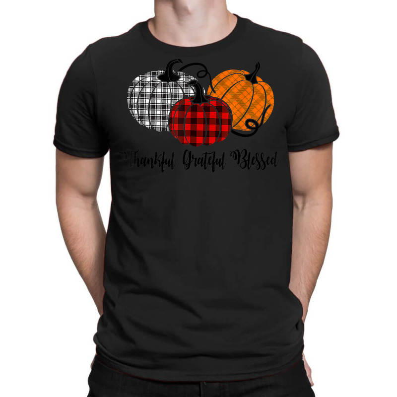 Thankful Grateful Blessed Plaid Shirt Thanksgiving Men Women T-shirt | Artistshot