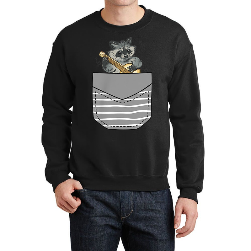 Banjo Instrument Raccoon In Pocket Crewneck Sweatshirt | Artistshot