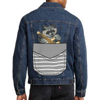 Banjo Instrument Raccoon In Pocket Men Denim Jacket | Artistshot