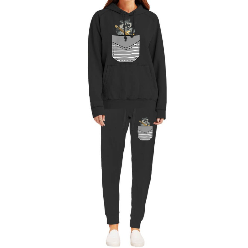 Banjo Instrument Raccoon In Pocket Hoodie & Jogger Set | Artistshot