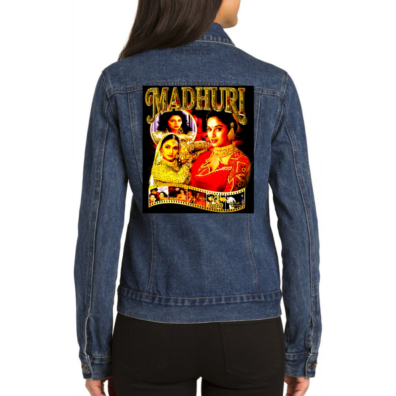 Madhuri Dixit, Madhuri Dixit Vintage, Madhuri Dixit Art, Madhuri Dixit Ladies Denim Jacket by SHOPEERTWE | Artistshot