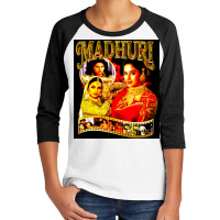 Madhuri Dixit, Madhuri Dixit Vintage, Madhuri Dixit Art, Madhuri Dixit Youth 3/4 Sleeve | Artistshot