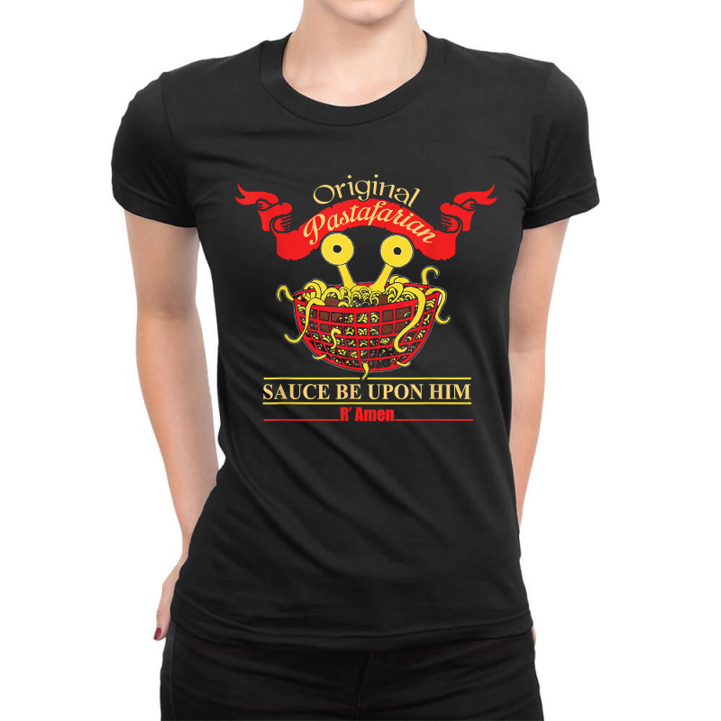 Atheist Anti Religion Flying Spaghetti Monster Pastafarian Ladies Fitted T-Shirt by NikoPittman | Artistshot