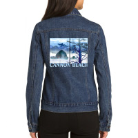 Cannon Beach Haystack Rock Zip Hoodie Ladies Denim Jacket | Artistshot