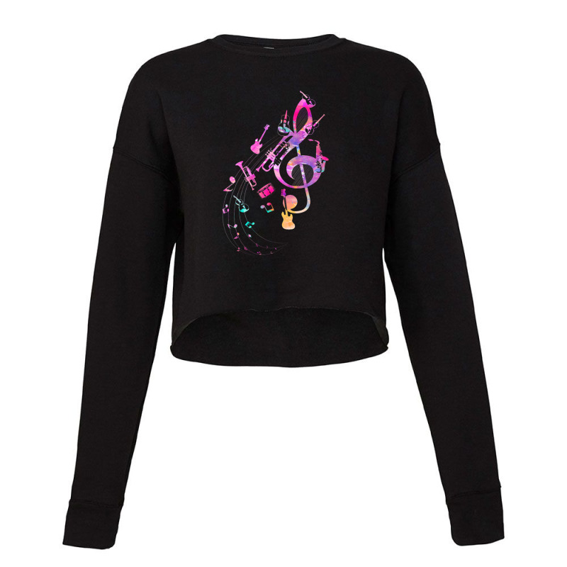 Musical Instrument Music Notes Musician Treble Clef Cropped Sweater by AurelioGarciaBeltran | Artistshot