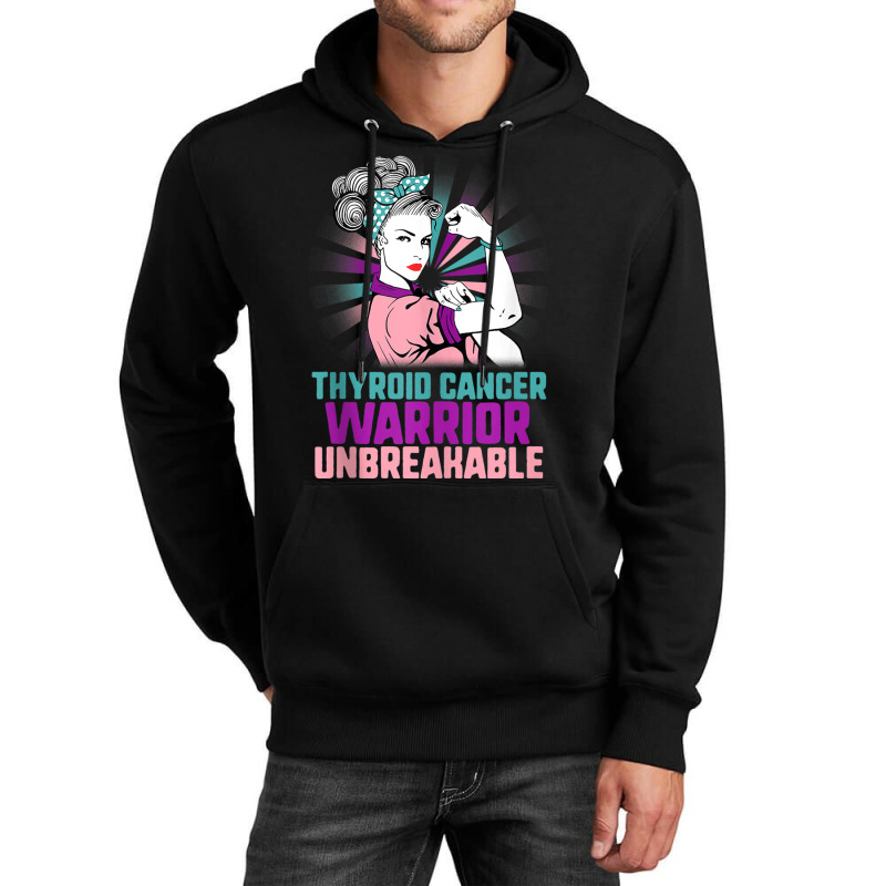 Thyroid Cancer Woman Warrior Purple Pink Ribbon Awareness Tank Top Unisex Hoodie | Artistshot