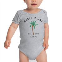 Womens Marco Island Florida Colorful Palm Tree Retro Novelty Art V Nec Baby Bodysuit | Artistshot