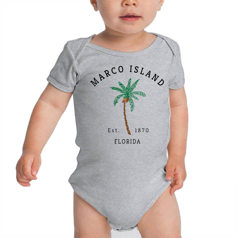 Womens Marco Island Florida Colorful Palm Tree Retro Novelty Art V Nec Baby Bodysuit by cm-arts | Artistshot