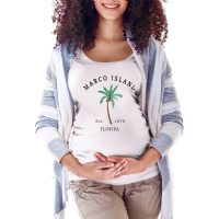 Womens Marco Island Florida Colorful Palm Tree Retro Novelty Art V Nec Maternity Scoop Neck T-shirt | Artistshot