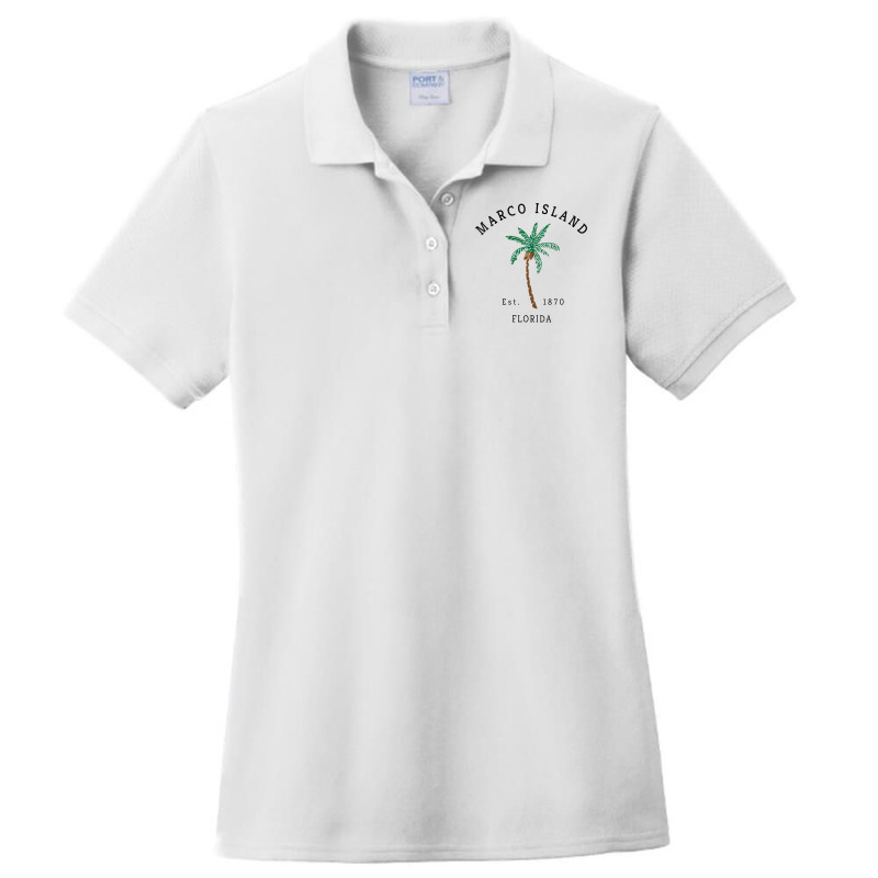 Womens Marco Island Florida Colorful Palm Tree Retro Novelty Art V Nec Ladies Polo Shirt by cm-arts | Artistshot