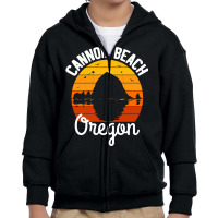 Retro Sunset Haystack Rock Souvenir Cannon Beach Long Sleeve T Shirt Youth Zipper Hoodie | Artistshot