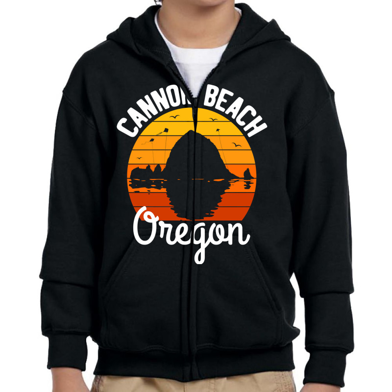 Retro Sunset Haystack Rock Souvenir Cannon Beach Long Sleeve T Shirt Youth Zipper Hoodie by qubujasaelae | Artistshot