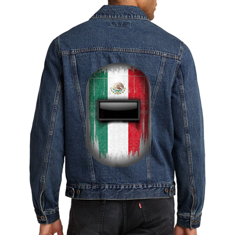 Mexican Welder Tee Mexico Flag Pipeliner Welding Hood Helmet Men Denim Jacket | Artistshot