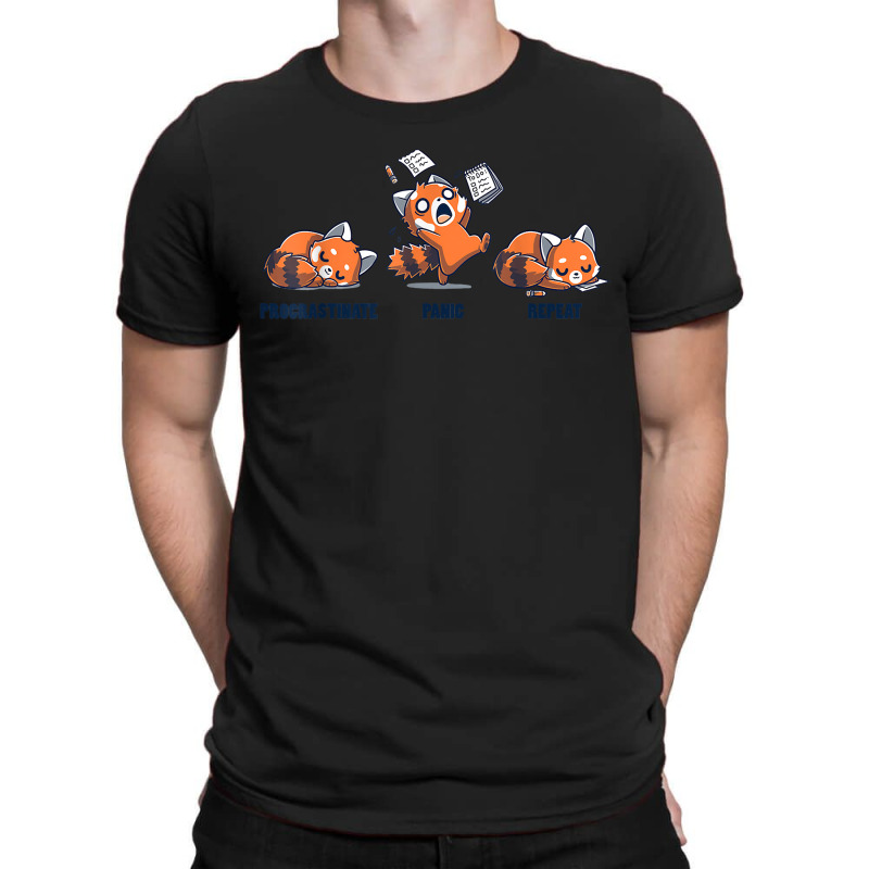 Procrastinate Panic Repeat Daily Distressed Red Pandas T-shirt | Artistshot