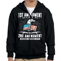 First Amendment Defines Us   The Second Defends Us T Shirt Youth Zipper Hoodie | Artistshot