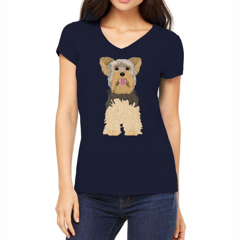 Yorkshire Terrier, Dog, Brown, Funny, Natural Premium T Shirt Women's V-Neck T-Shirt by cm-arts | Artistshot