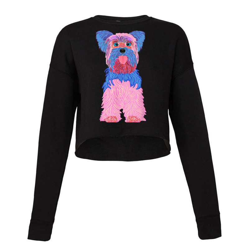 Yorkshire Terrier, Dog, Pink, Blue, Funny, Crazy T Shirt Cropped Sweater by cm-arts | Artistshot