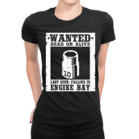 Wanted 10mm Socket Poster Race Car Drag Racing Mechanic Ladies Fitted T-shirt | Artistshot