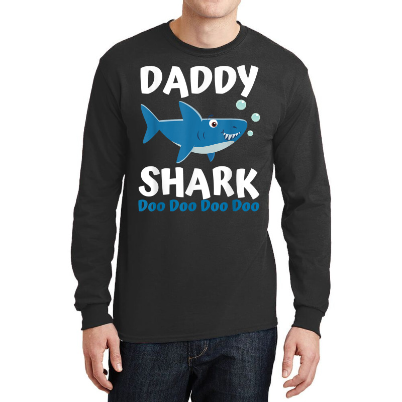 Daddy Shark Fathers Day Gift From Wife Son Daughter Long Sleeve Shirts | Artistshot