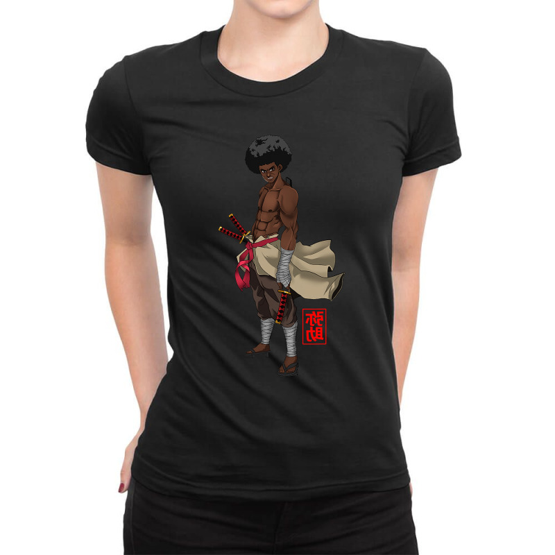 Samurai Afro Black Yasuke Sengoku Warrior Ronin Anime Fan Ladies Fitted T-Shirt by cm-arts | Artistshot