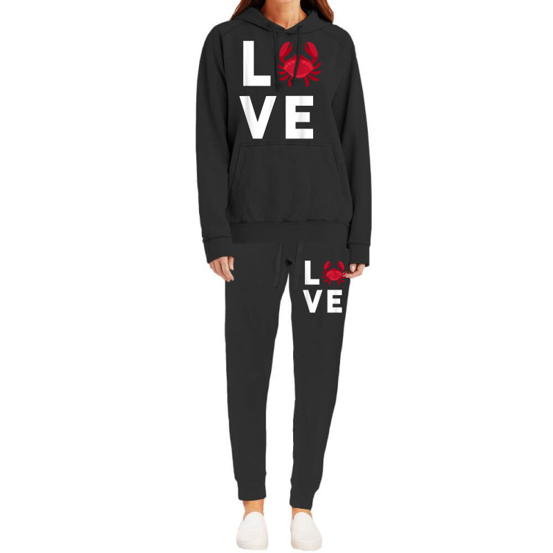 I Love Crabs Cute Crab Lover Crustacean Seafood Crab Hoodie & Jogger Set | Artistshot