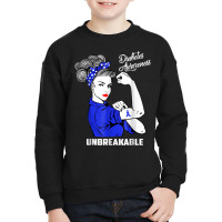 Warrior Unbreakable Woman Diabetes Awareness Support T Shirt Youth Sweatshirt | Artistshot