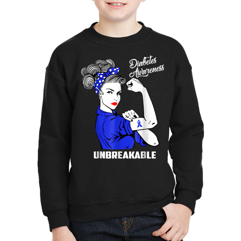 Warrior Unbreakable Woman Diabetes Awareness Support T Shirt Youth Sweatshirt | Artistshot