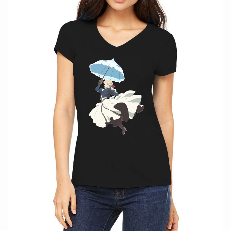 Violet Evergarden Parasol Minimalist Art Classic Women's V-Neck T-Shirt by cm-arts | Artistshot