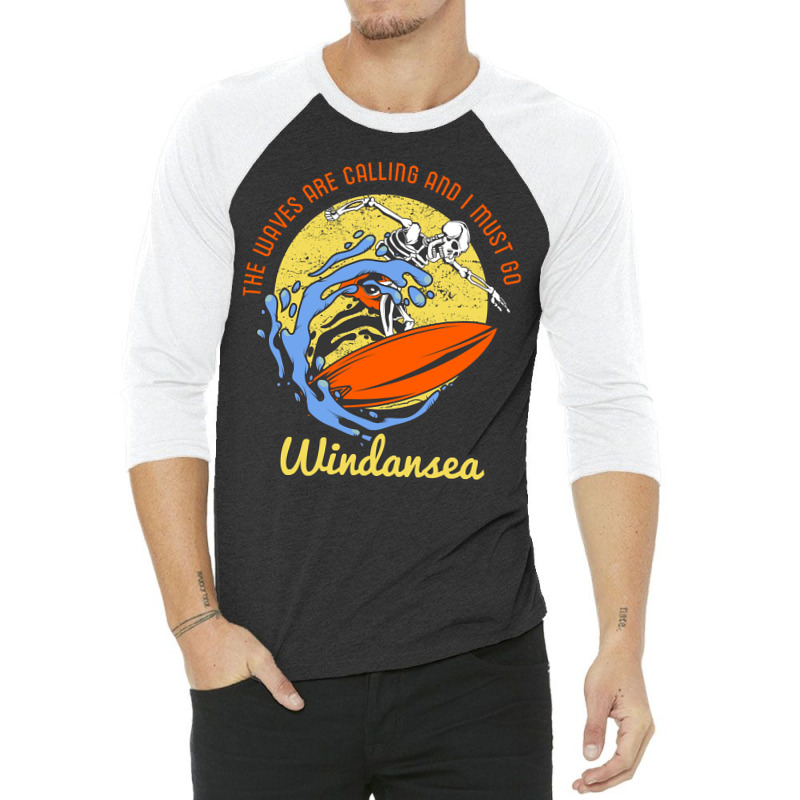 Windansea Skeleton Surfer 3/4 Sleeve Shirt by Crowley Tidwell | Artistshot