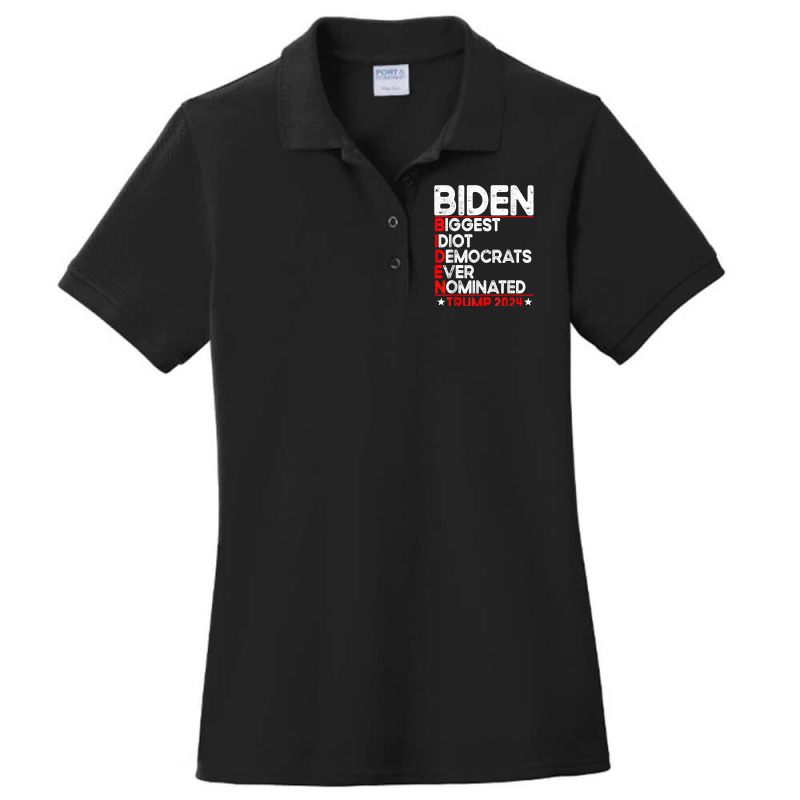 Anti Biden Biggest Idiot Democrats Ever Nominated Trump 2024 T Shirt Ladies Polo Shirt by lazhehurezhu | Artistshot