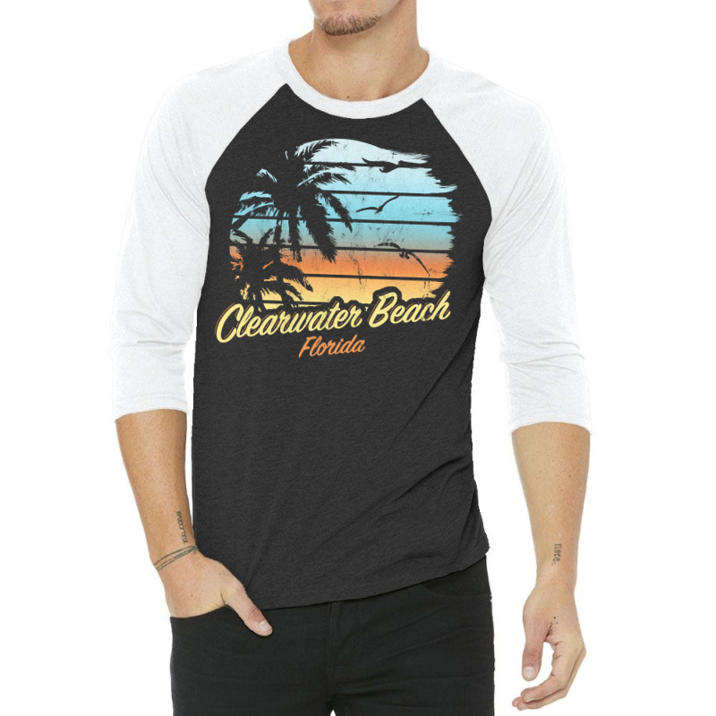 Clearwater Beach, Florida   Palm Tree & Sunset The Original Pullover H 3/4 Sleeve Shirt by cm-arts | Artistshot