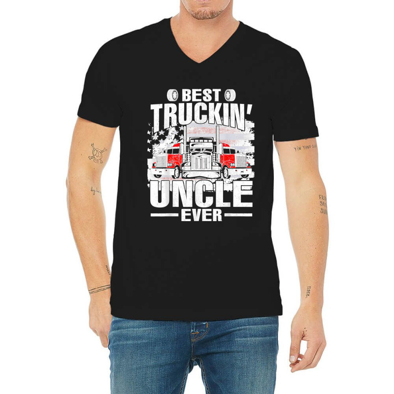 Best Truckin' Uncle Ever Usa Flag V-Neck Tee by URVIBUPADHYAY | Artistshot