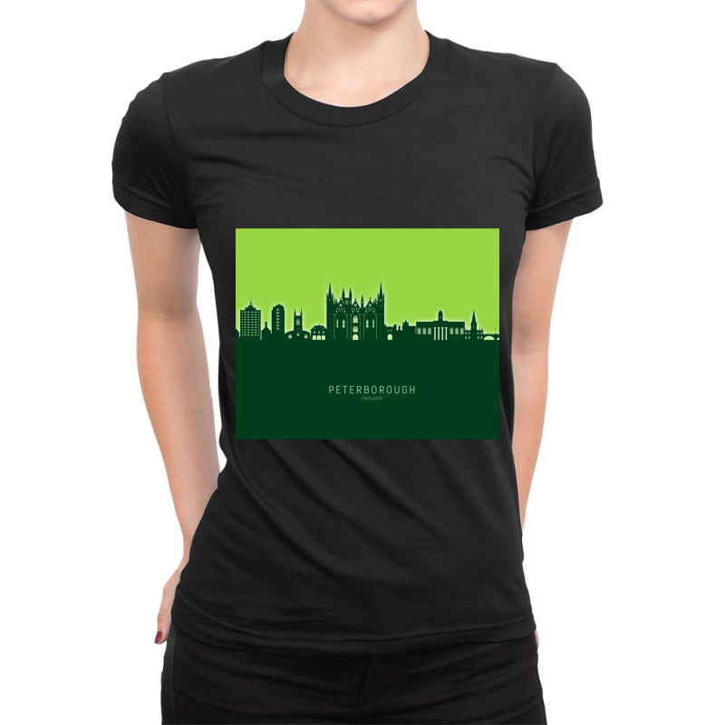 Peterborough England Skyline Ladies Fitted T-Shirt by cm-arts | Artistshot