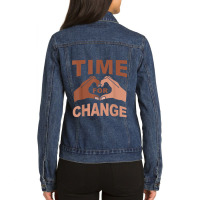 Time For Change Black History Month Funny Gift Ladies Denim Jacket | Artistshot