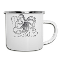 Vintage Black Octopus Marine Biologist Ocean Sea Life 5 Camper Cup | Artistshot