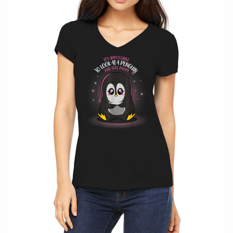 Impossible To Feel Angry Penguin Women's V-neck T-shirt | Artistshot