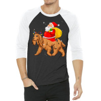 Lighting Xmas Santa Claus Riding Cocker Spaniel Christmas 3/4 Sleeve Shirt | Artistshot