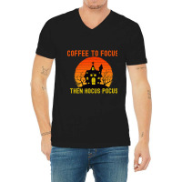 Vintage Retro Sunset Coffee To Focus Then Hocus Pocus V-neck Tee | Artistshot