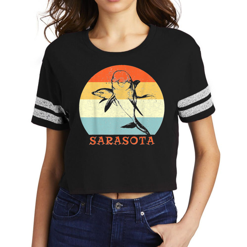 Sarasota Florida Vintage Retro Dolphin Vacation Scorecard Crop Tee by cm-arts | Artistshot