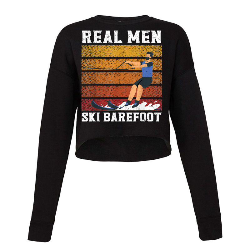 Mens Waterskiing Water Skiing Surface Water Sport Boat Waves Cropped Sweater by Fashaza | Artistshot