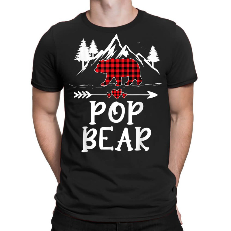 Mens Pop Bear Christmas Pajama Red Plaid Buffalo Matching T-shirt | Artistshot