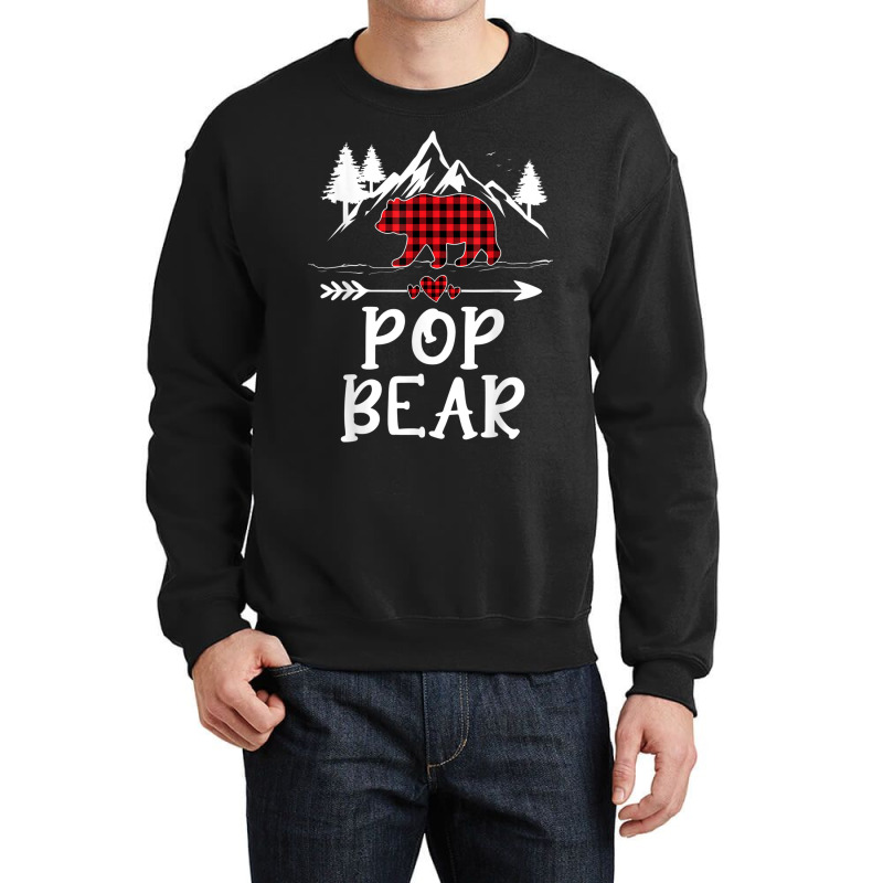 Mens Pop Bear Christmas Pajama Red Plaid Buffalo Matching Crewneck Sweatshirt | Artistshot