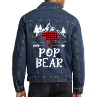 Mens Pop Bear Christmas Pajama Red Plaid Buffalo Matching Men Denim Jacket | Artistshot