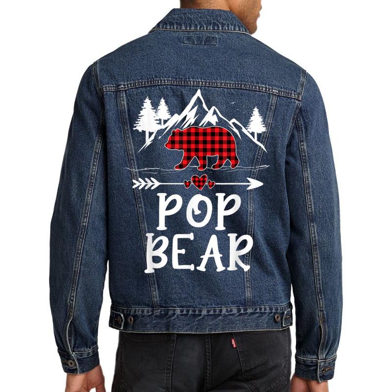 Mens Pop Bear Christmas Pajama Red Plaid Buffalo Matching Men Denim Jacket | Artistshot