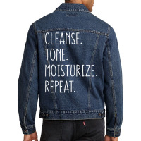 Womens Cleanse Tone Moisturize Repeat Funny Esthetician T Shirt Men Denim Jacket | Artistshot