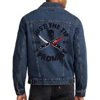 Just The Tip I Promise Bloody Knife Halloween Men Denim Jacket | Artistshot