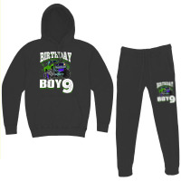 Kids Monster Truck Birthday Boy Is 9 Kids 9th Birthday Car Party Hoodie & Jogger Set | Artistshot